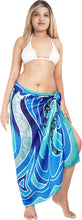 Cargar imagen en el visor de la galería, Coastal Chic Sheer Royal Blue Abstract with Sea Shells Printed Beach Wrap For Women