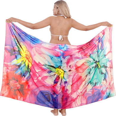 Vibrant Tropical Floral Ink Artwork Beach Wrap For Women