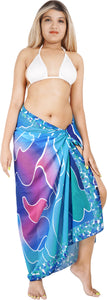 Dive into Coastal Elegance Sea Green Sheer Abstract Printed Beach Wrap For Women