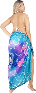 Dive into Coastal Elegance Sea Green Sheer Abstract Printed Beach Wrap For Women