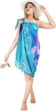 Load image into Gallery viewer, Dive into Coastal Elegance Sea Green Sheer Abstract Printed Beach Wrap For Women