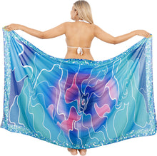 Load image into Gallery viewer, Dive into Coastal Elegance Sea Green Sheer Abstract Printed Beach Wrap For Women