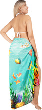 Load image into Gallery viewer, Dive into Aquatic Beauty Sea Green Sheer Underwater View and Fishes Printed Beach Wrap For Women