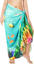 Load image into Gallery viewer, Dive into Aquatic Beauty Sea Green Sheer Underwater View and Fishes Printed Beach Wrap For Women