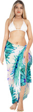 Load image into Gallery viewer, Embrace Ethereal Elegance Sheer White Green Fluid Art Floral Printed Beach Wrap For Women