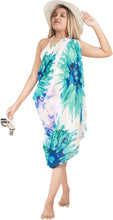 Load image into Gallery viewer, Embrace Ethereal Elegance Sheer White Green Fluid Art Floral Printed Beach Wrap For Women