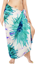 Load image into Gallery viewer, Embrace Ethereal Elegance Sheer White Green Fluid Art Floral Printed Beach Wrap For Women