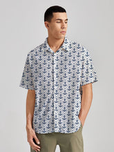 Cargar imagen en el visor de la galería, Sail Into Style White Anchor-Printed Rayon Men&#39;s Shirt