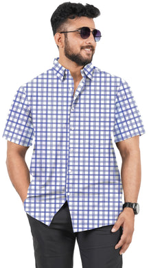 Blue Elegant Checkered Shirt For Men