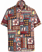 Load image into Gallery viewer, la-leela-shirt-casual-button-down-short-sleeve-beach-shirt-men-aloha-pocket-Shirt-Grey_W232