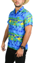 Load image into Gallery viewer, la-leela-shirt-casual-button-down-short-sleeve-beach-shirt-men-aloha-pocket-Shirt-Blue_W44