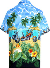 Load image into Gallery viewer, la-leela-shirt-casual-button-down-short-sleeve-beach-shirt-men-aloha-pocket-Shirt-Blue_W158