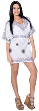 Load image into Gallery viewer, LA LEELA Women Swing Beach Cover Up V Kimono Sleeve Tunic Summer Dress US 10-14 White_T327