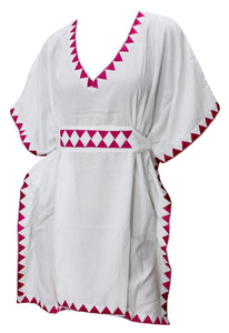 LA LEELA Summer Short Sleeve Tunic Dress for Women Swing Shift Dresses US 10-14 White_T313