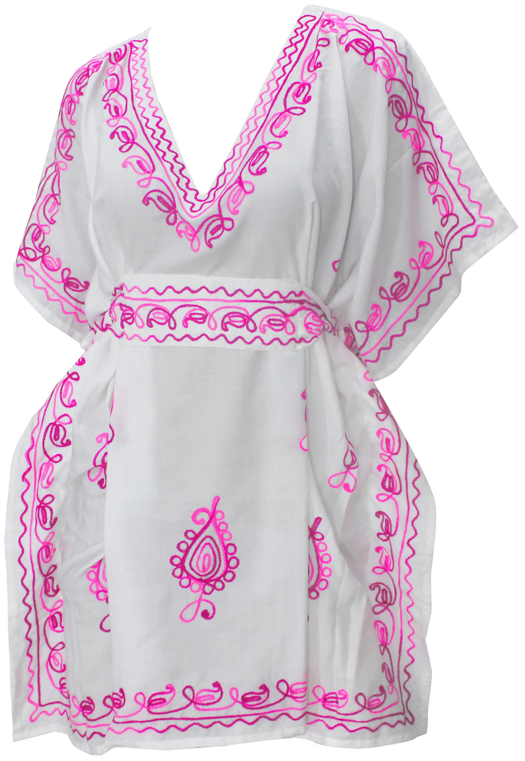 LA LEELA Women's Kimono Sleeve Tunics Dresses Swing Shift Summer Dress US 10-14 White_S120