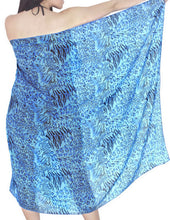 Cargar imagen en el visor de la galería, LA LEELA Women&#39;s Beach Wrap Sarong Cover Up Swimsuit Tie Skirt 72&quot;x42&quot; Blue_L742