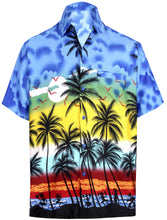 Load image into Gallery viewer, la-leela-shirt-casual-button-down-short-sleeve-beach-shirt-men-aloha-pocket-Shirt-Blue_W965