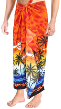 Load image into Gallery viewer, LA LEELA Men Summer Beach Wrap Cover Up Tribal Lungi Sarong One Size Orange_F347