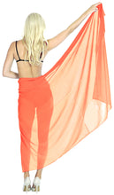 Load image into Gallery viewer, la-leela-womens-hawaiian-bikini-beach-wrap-sheer-sarong-swimming-bathing-suit-beachwear-swim-dress-pareo-cover-up-long-78x42--orange-124948