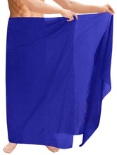 Load image into Gallery viewer, LA LEELA Rayon Solid Aloha Beach Party Hawaiian Men Wrap 78&quot;X39&quot; Royal Blue 6483 125447