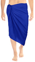 Load image into Gallery viewer, LA LEELA Rayon Solid Aloha Beach Party Hawaiian Men Wrap 78&quot;X39&quot; Royal Blue 6483 125447