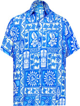 Load image into Gallery viewer, la-leela-shirt-casual-button-down-short-sleeve-beach-shirt-men-aloha-pocket-Shirt-Blue_W323