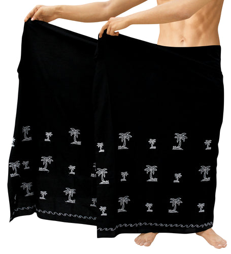 LA-LEELA-Men-Pareo-Swimsuit-Beach-Swimwear-LAVA-LAVA-Sarong-One-Size-Black_U316