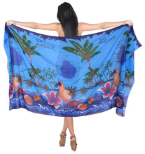 Load image into Gallery viewer, LA LEELA Women&#39;s Swimwear Pareo Cover Up Sarong Wrap Skirts 69&quot;x42&quot; Blue_E174