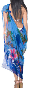 LA LEELA Women's Swimwear Pareo Cover Up Sarong Wrap Skirts 69"x42" Blue_E174