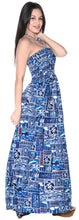 Load image into Gallery viewer, LA LEELA Long Maxi Hawaiian Halter Neck Tube Dress For Women With Sea Creatures And Floral Print All Over Everyday Casual Wear