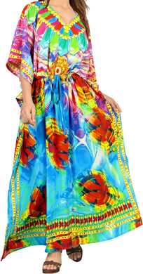 LA LEELA 2 Digital Women's Kaftan Kimono Summer Beachwear Cover up Dress v560