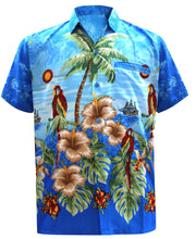 Load image into Gallery viewer, la-leela-shirt-casual-button-down-short-sleeve-beach-shirt-men-aloha-pocket-Shirt-Blue_W356