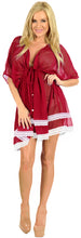 Cargar imagen en el visor de la galería, La Leela LightWeight Chiffon Bikini Cover up Caftan Swimsuit Robe Beachy Red