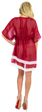 Cargar imagen en el visor de la galería, La Leela LightWeight Chiffon Bikini Cover up Caftan Swimsuit Robe Beachy Red