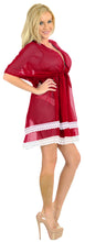 Cargar imagen en el visor de la galería, La Leela LightWeight Chiffon Bikini Cover up Caftan Swimsuit Robe Beachy Red