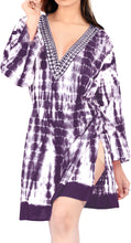 Load image into Gallery viewer, Beachwear Swim Long Sleeves Cotton Caftan Cover up Dress Top Cruise Wear Violet