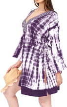 Load image into Gallery viewer, Beachwear Swim Long Sleeves Cotton Caftan Cover up Dress Top Cruise Wear Violet