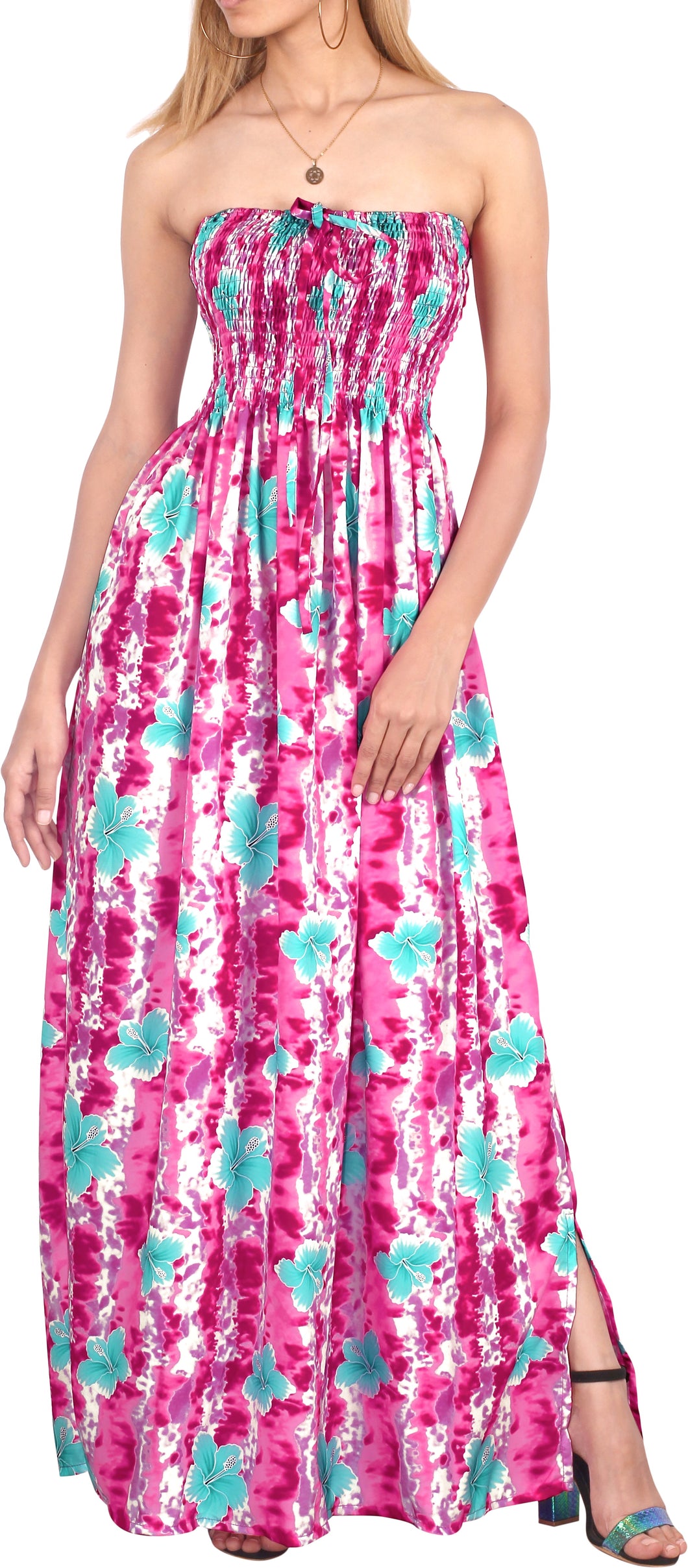 LA LEELA Long Maxi Floral Tube Maxi Dress For Women Beach Cocktail Party Casual Chic Boho Female Sundress