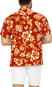 LA LEELA Men's Funny Beach Hawaiian Front Pocket Shirts Size M-134026