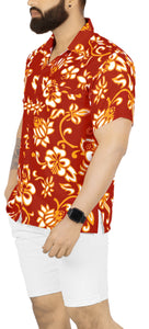 LA LEELA Men's Funny Beach Hawaiian Front Pocket Shirts Size M-134026