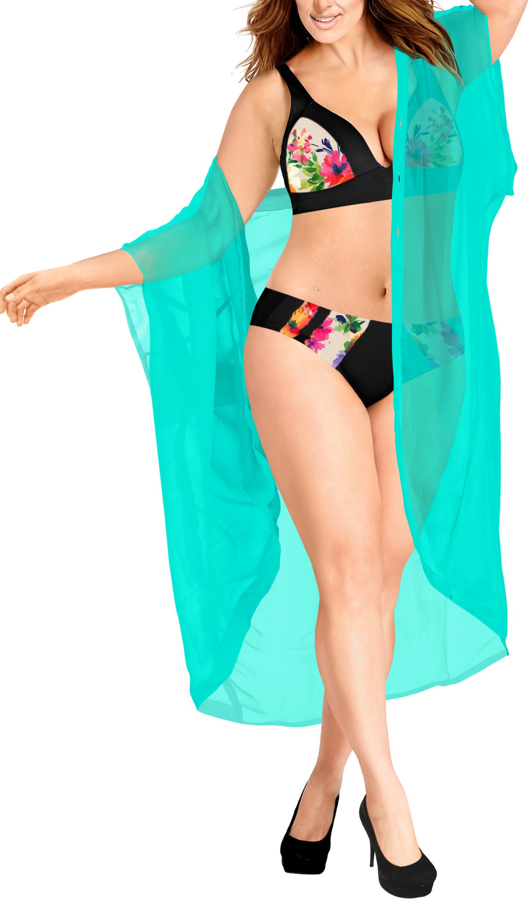 la-leela-women-kimono-blouse-beach-swimsuit-cover-up-solid-OSFM 16-28W [XL- 4X]-Green_O975