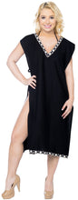 Load image into Gallery viewer, LA LEELA Women&#39;s Swimsuit Cover Ups Short Dress Robe L-XL Black-AC106