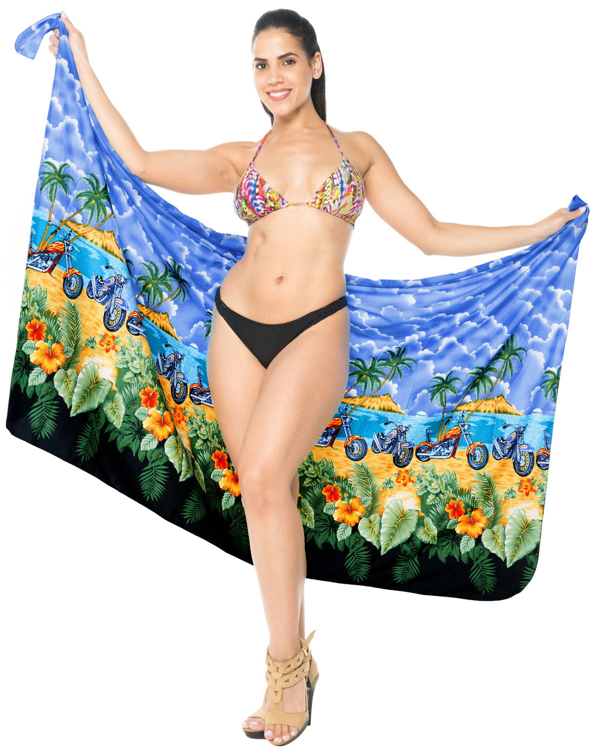 LA LEELA Women's Beach Sarong Cover Up Pareo Swimsuit Wrap One Size  Blue_E401  Beach Hawaiian Shirts, Sarongs, Dresses, Caftans, Kaftans,  Cardigans, Kimonos for Men & Women