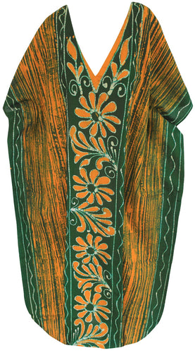 la-leela-100-cotton-batik-womens-kaftan-kimono-summer-beachwear-cover-up-dress-OSFM 14-18W [L- 2X]-Green_U907