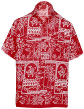 Load image into Gallery viewer, la-leela-shirt-casual-button-down-short-sleeve-beach-shirt-men-aloha-pocket-Blood Red_W469