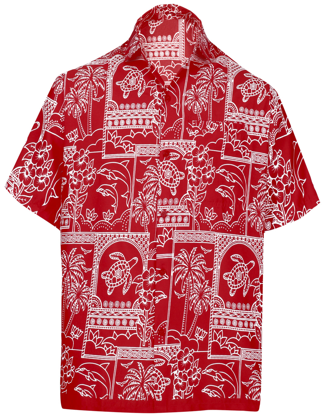 la-leela-shirt-casual-button-down-short-sleeve-beach-shirt-men-aloha-pocket-Blood Red_W469