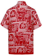 Load image into Gallery viewer, la-leela-shirt-casual-button-down-short-sleeve-beach-shirt-men-aloha-pocket-Blood Red_W469