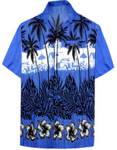 Load image into Gallery viewer, la-leela-shirt-casual-button-down-short-sleeve-beach-shirt-men-aloha-pocket-Blue_W386