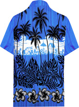 Load image into Gallery viewer, la-leela-shirt-casual-button-down-short-sleeve-beach-shirt-men-aloha-pocket-Shirt-Blue_W382