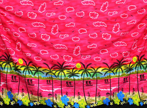 LA LEELA Soft Light Printed Aloha Beach Party Wrap Surf Mens  72"X42" Pink 2861 136118